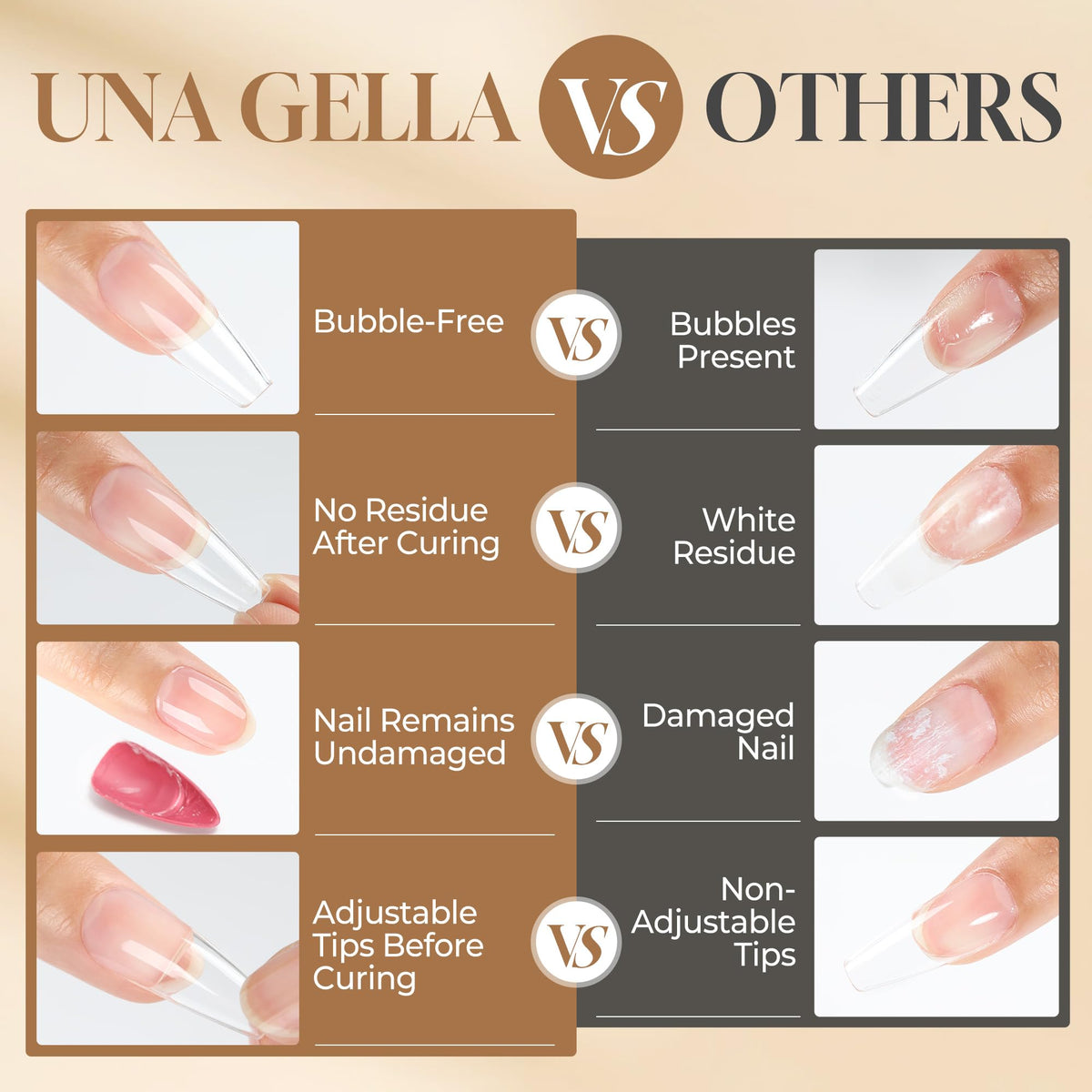 UNA GELLA 6-in-1 Gel Nail Glue with clear nail tips