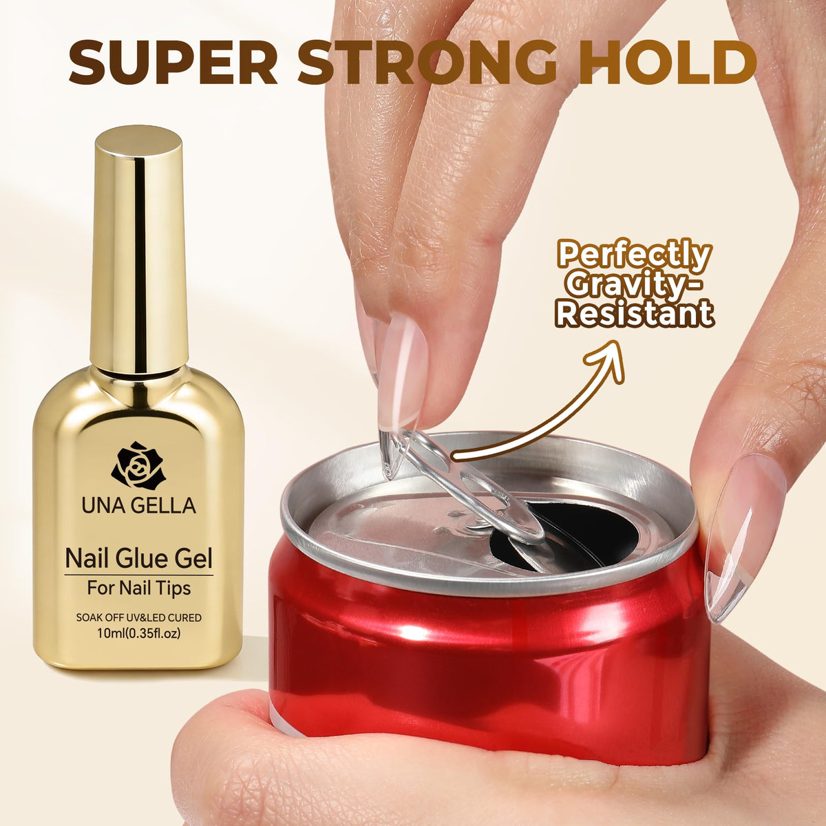 UNA GELLA 9 in 1 Gel Nail Glue application on nails