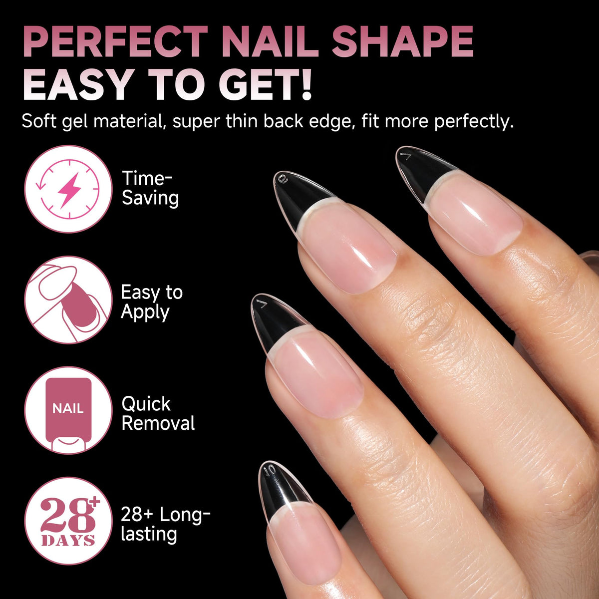 UNA GELLA Almond Gel Nail Tips in packaging
