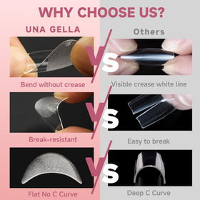 UNA GELLA Almond Gel Nail Tips on nails