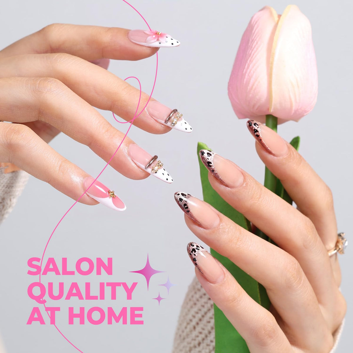 UNA GELLA Almond Nail Tips 15 sizes packaging
