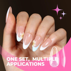 UNA GELLA Almond Nail Tips arranged in a neat display