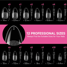 UNA GELLA almond nail tips arranged neatly