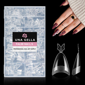 UNA GELLA Almond Nail Tips box front view with assorted sizes