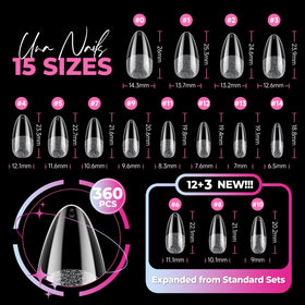 UNA GELLA Almond Nail Tips demonstrating break-resistant gel