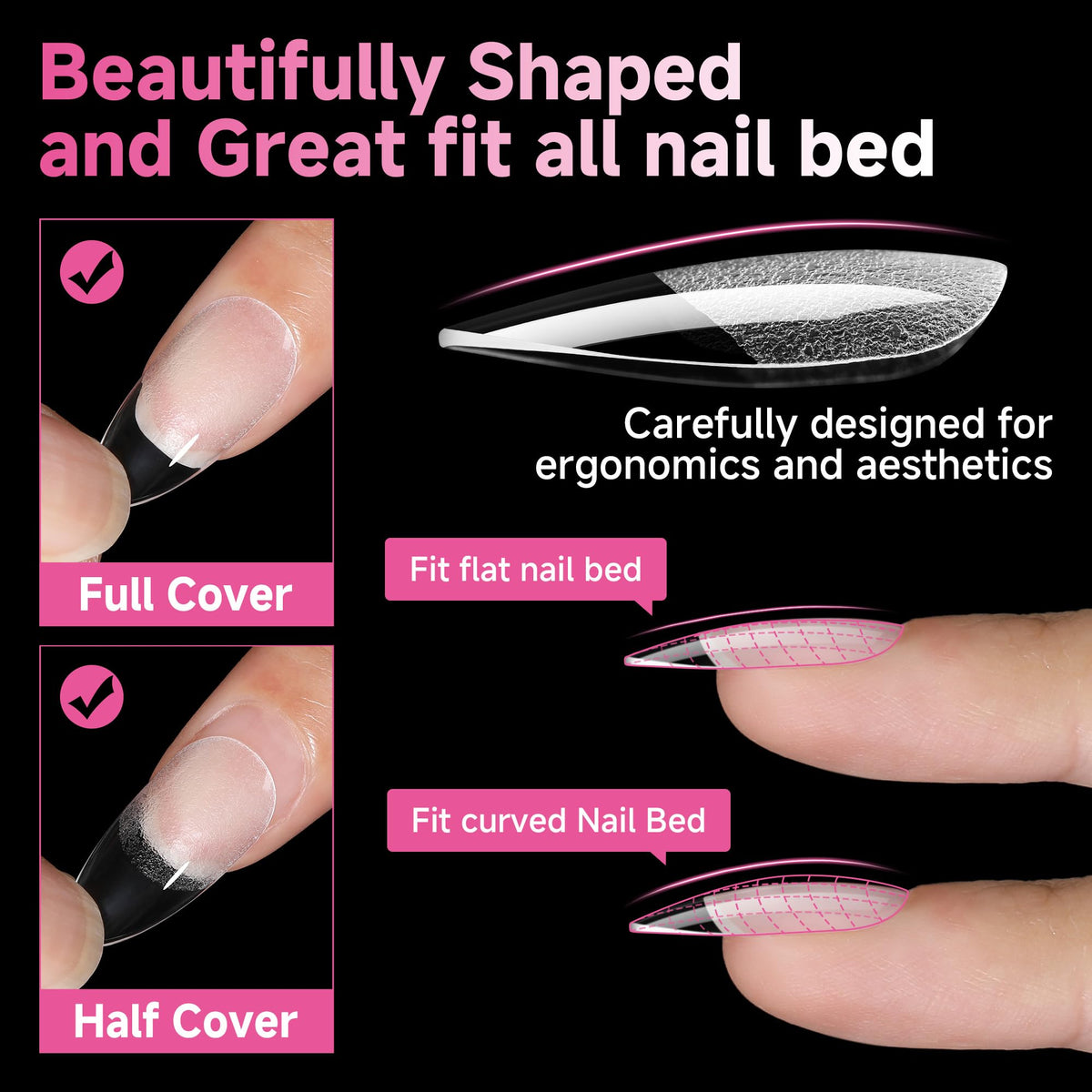 UNA GELLA almond nail tips in elegant packaging