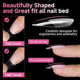 UNA GELLA almond nail tips in elegant packaging