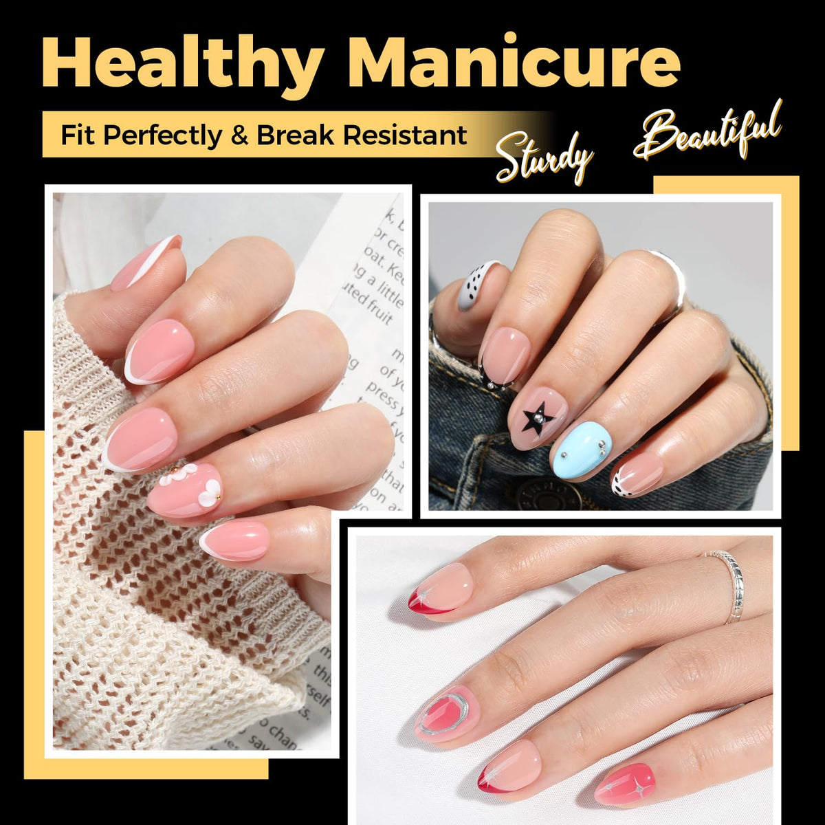 UNA GELLA almond nail tips in packaging