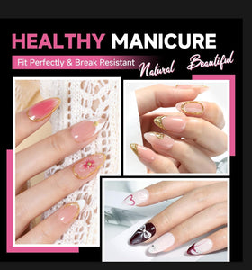 UNA GELLA almond nail tips showing deep matte texture