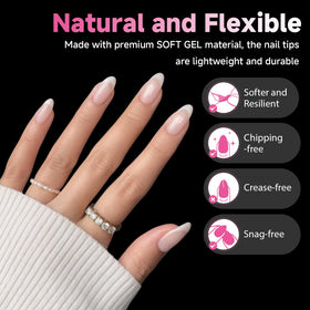 UNA GELLA almond nail tips with smooth edges