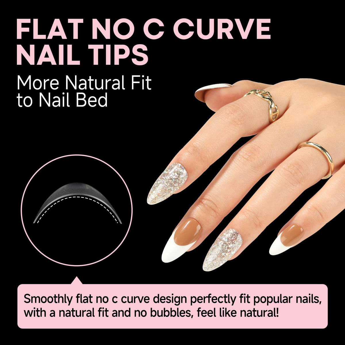 UNA GELLA Almond Shape Nail Tips application process