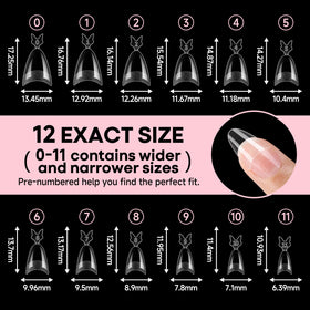 UNA GELLA Almond Shape Nail Tips displayed with nail art accessories