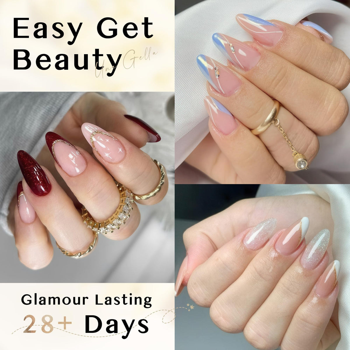 UNA GELLA Almond Shape Nail Tips in various sizes
