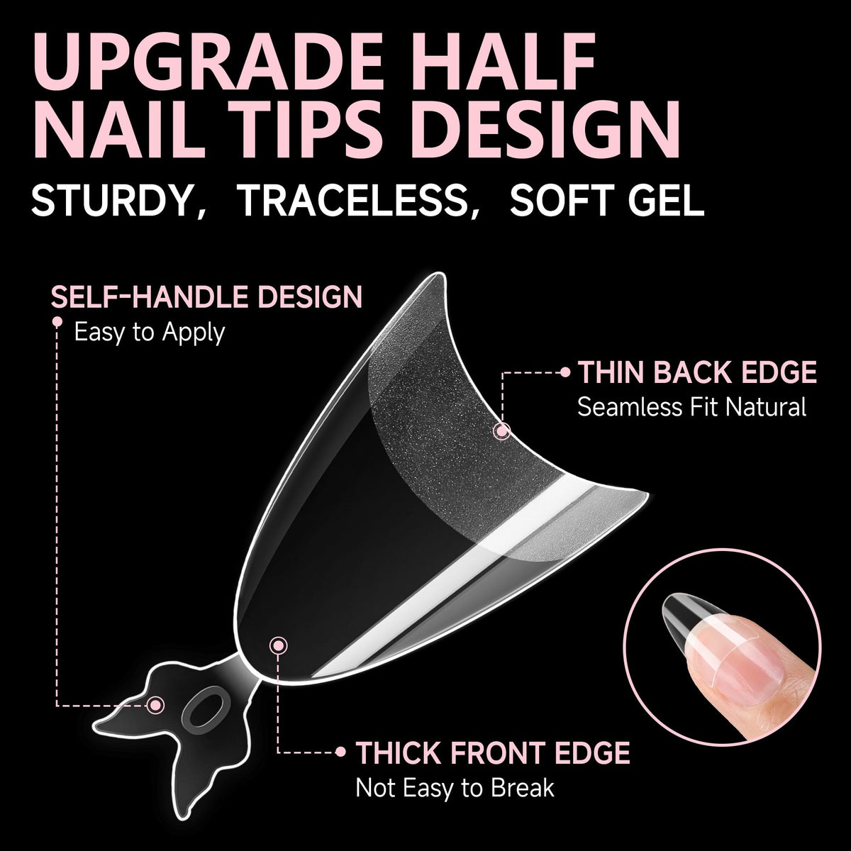 UNA GELLA Almond Shape Nail Tips with glossy finish
