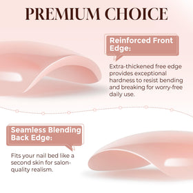 UNA GELLA Chrome Nude Press On Nails being applied on a hand