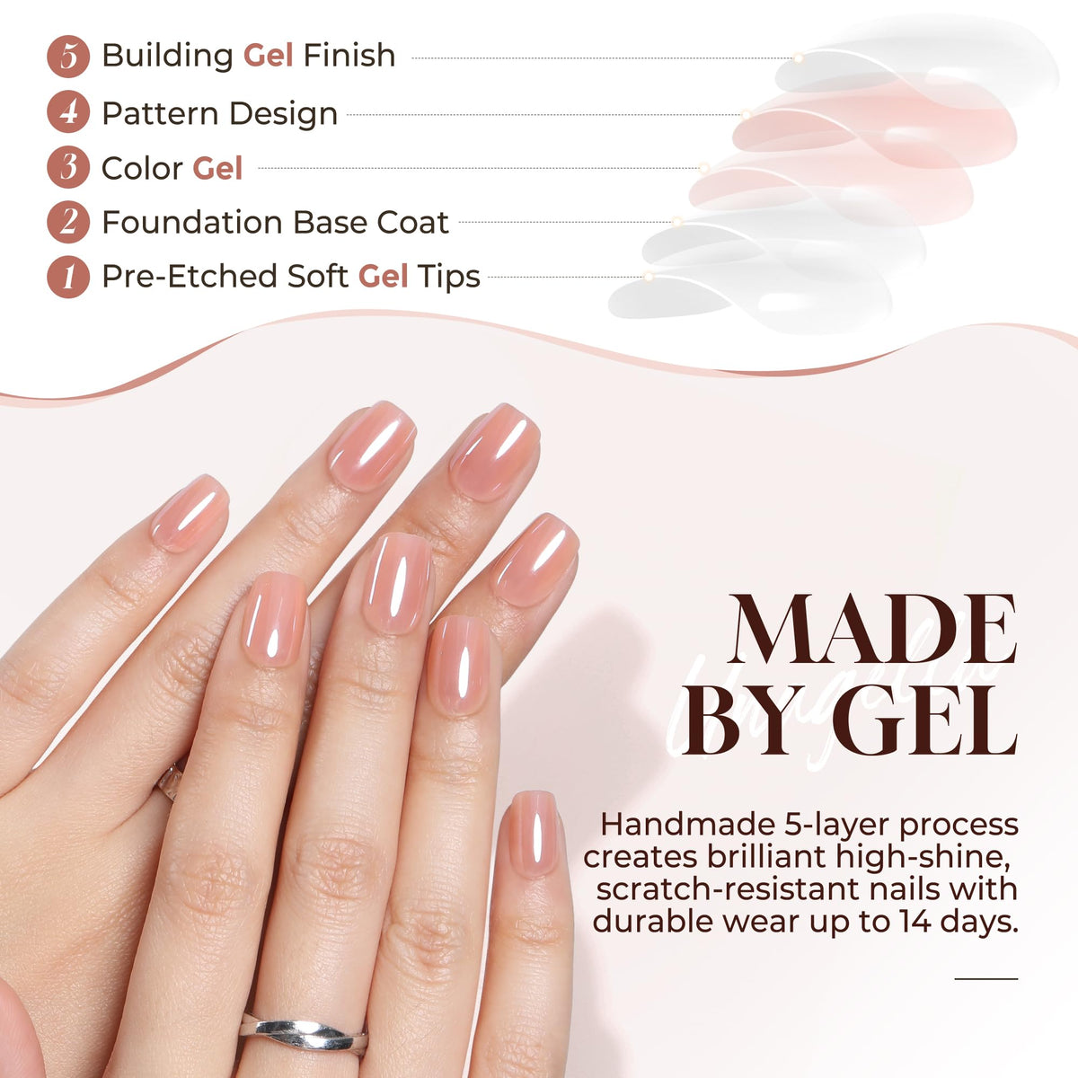 UNA GELLA Chrome Nude Press On Nails displayed in a storage box