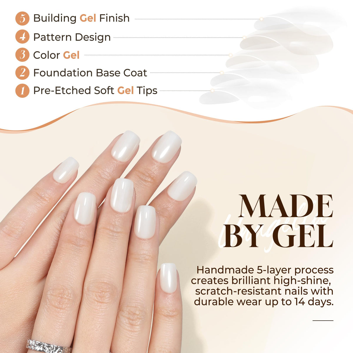UNA GELLA Chrome White Press On Nails close-up of design