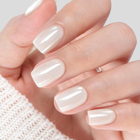 UNA GELLA Chrome White Press On Nails in various sizes
