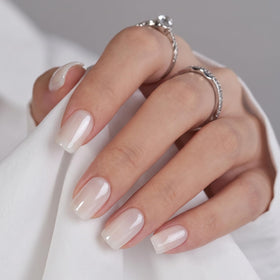 UNA GELLA Chrome White Soft Gel Press On Nails Kit front view