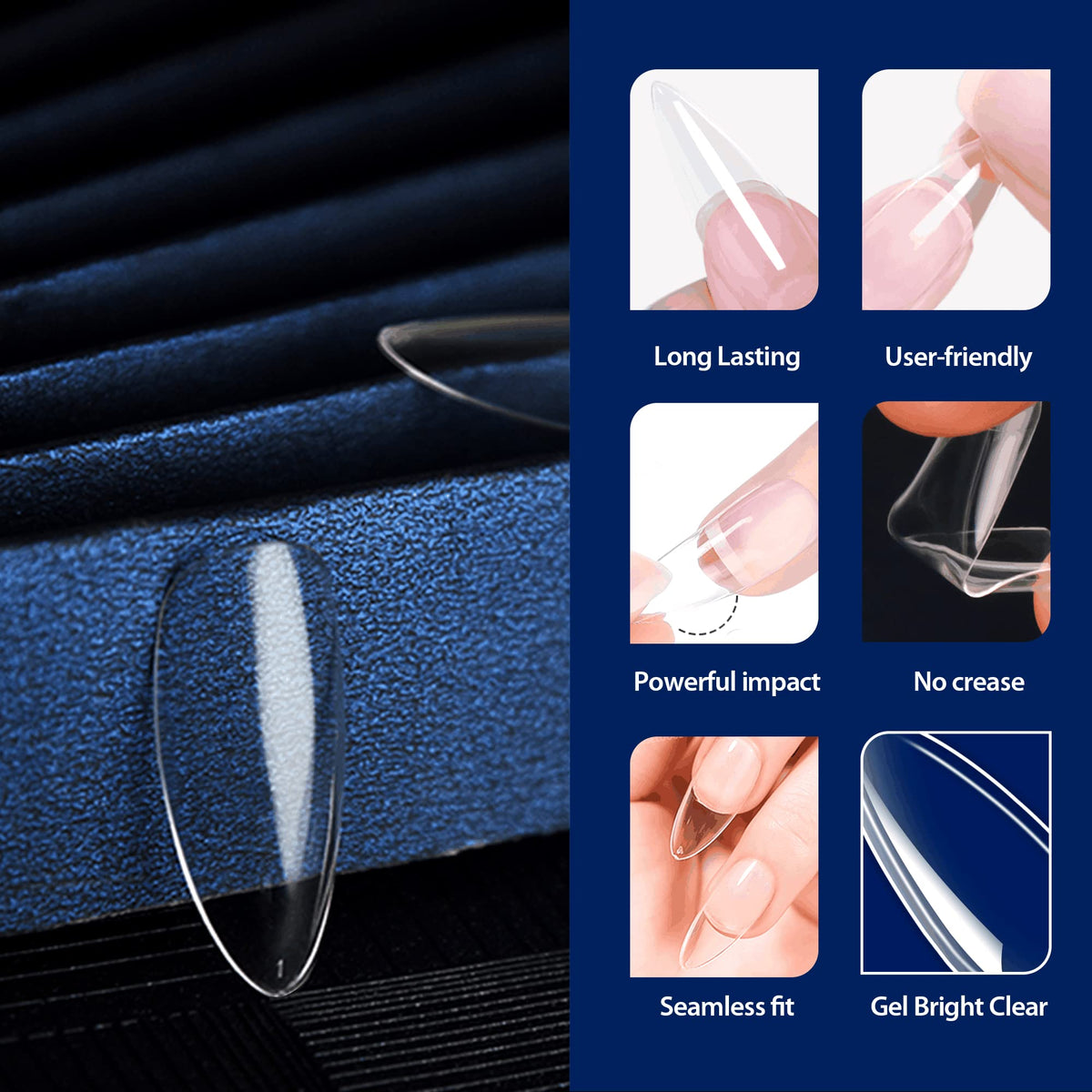 UNA GELLA clear fake nails tips showing smooth edges