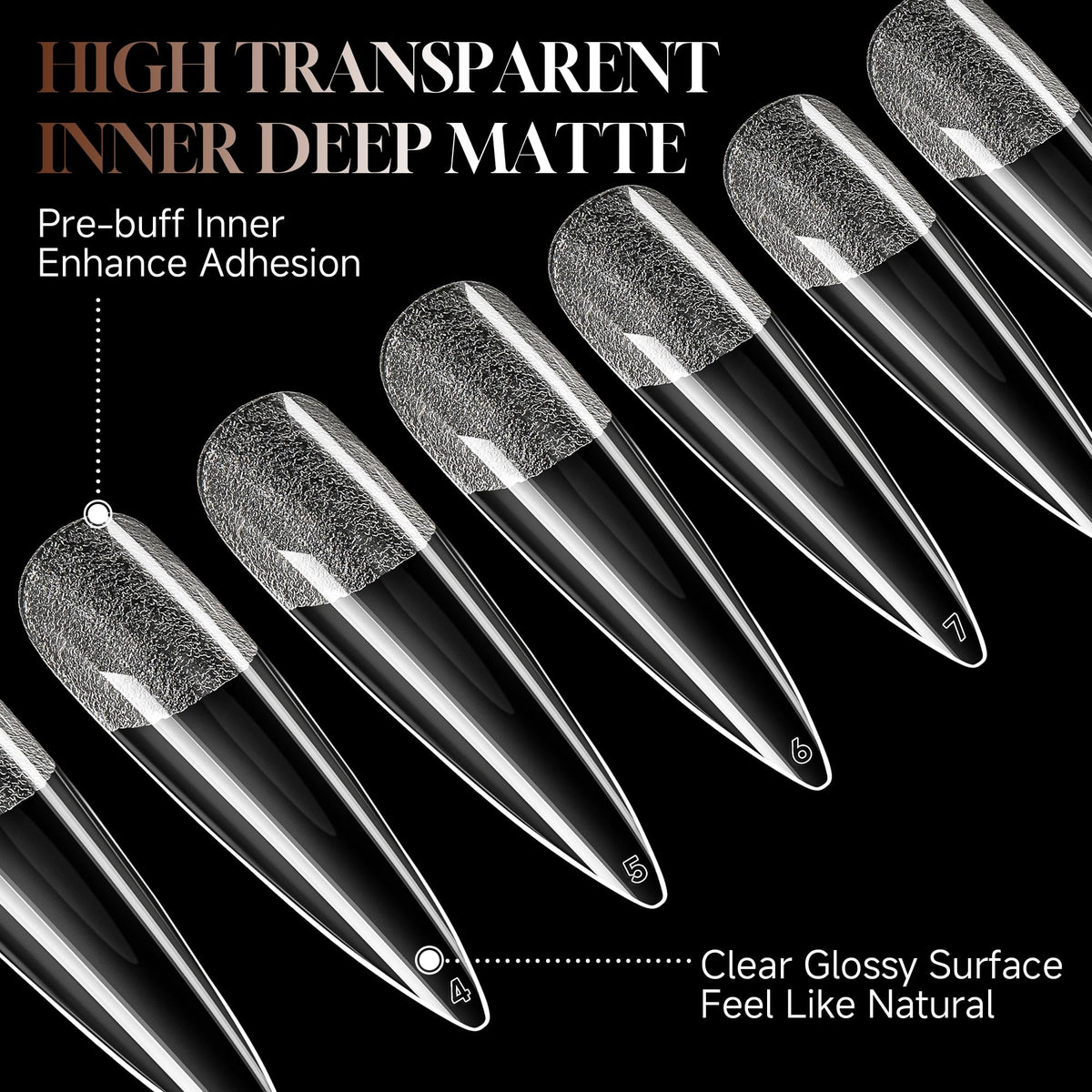 UNA GELLA Clear Stiletto Gel Nail Tips close-up