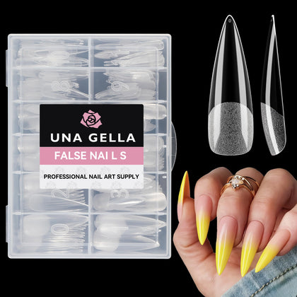 UNA GELLA Clear Stiletto Gel Nail Tips front view