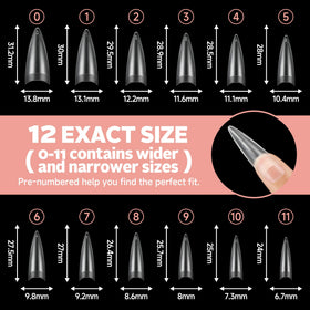 UNA GELLA Clear Stiletto Nail Tips in a professional nail salon setting