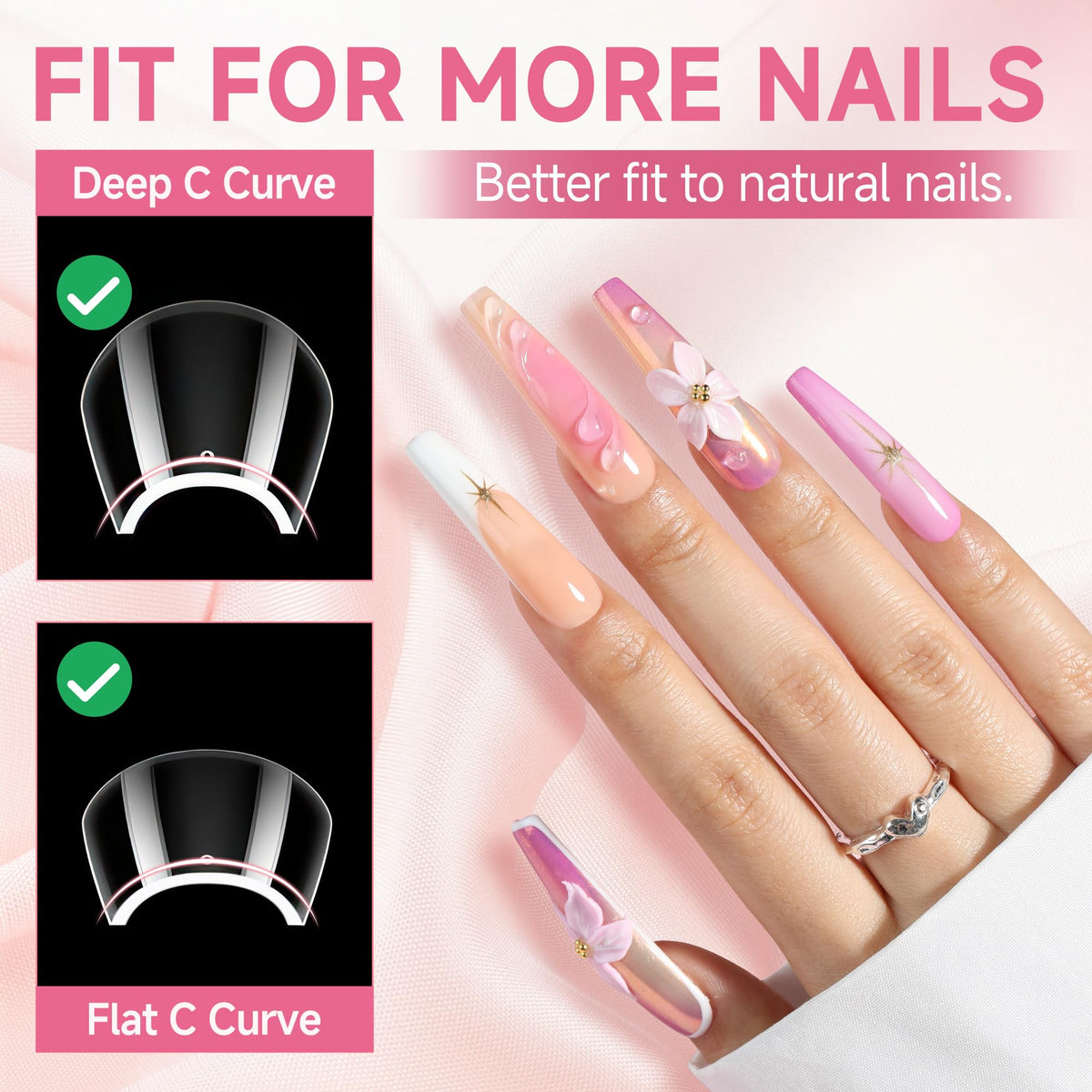 UNA GELLA Coffin Fake Nails Tips close-up of texture