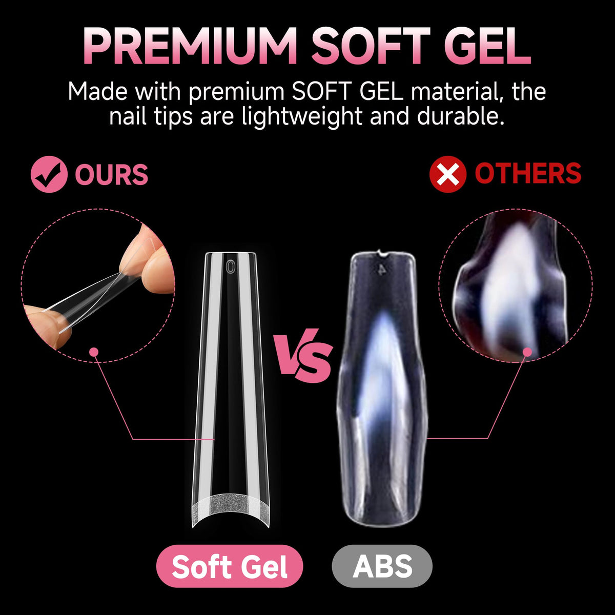 UNA GELLA Coffin Fake Nails Tips displayed on a table