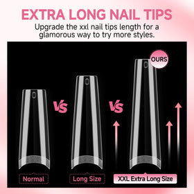 UNA GELLA Coffin Fake Nails Tips in use on nails