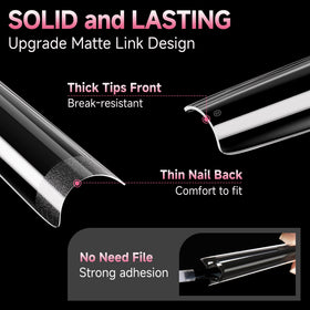 UNA GELLA Coffin Fake Nails Tips showing various sizes
