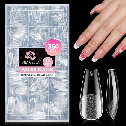 UNA GELLA Coffin Nail Tips 360Pcs packaging front view
