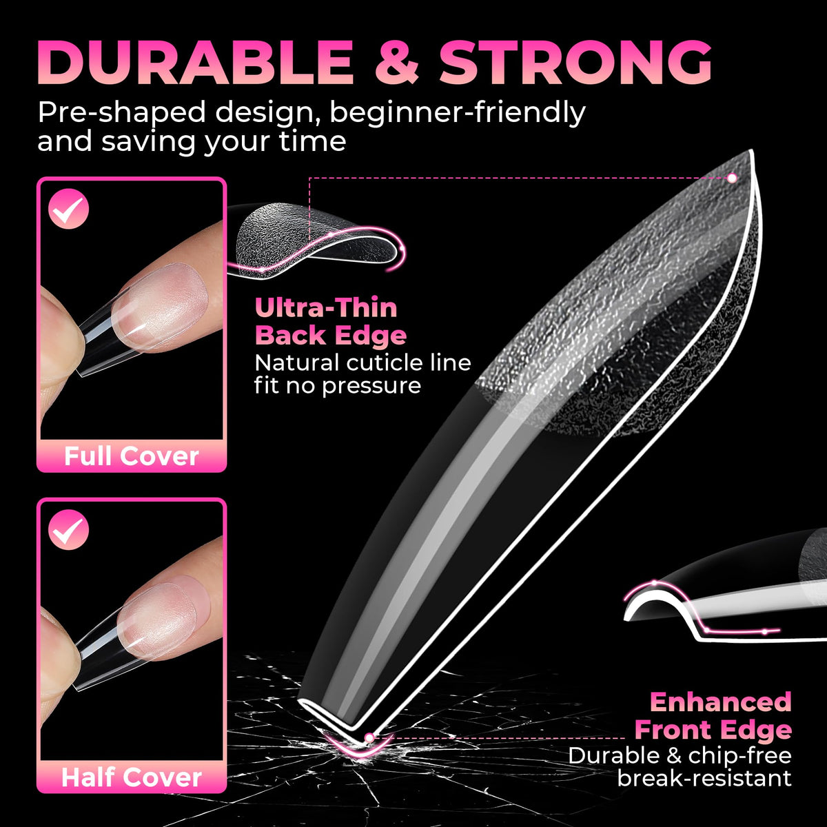 UNA GELLA Coffin Nail Tips numbered for easy selection