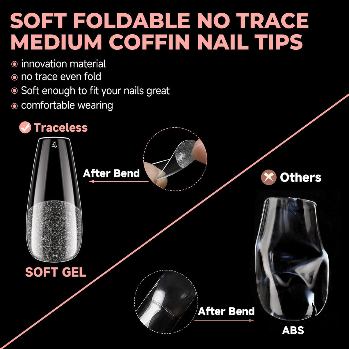 UNA GELLA Coffin Nail Tips on manicured hands