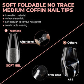 UNA GELLA Coffin Nail Tips on manicured hands