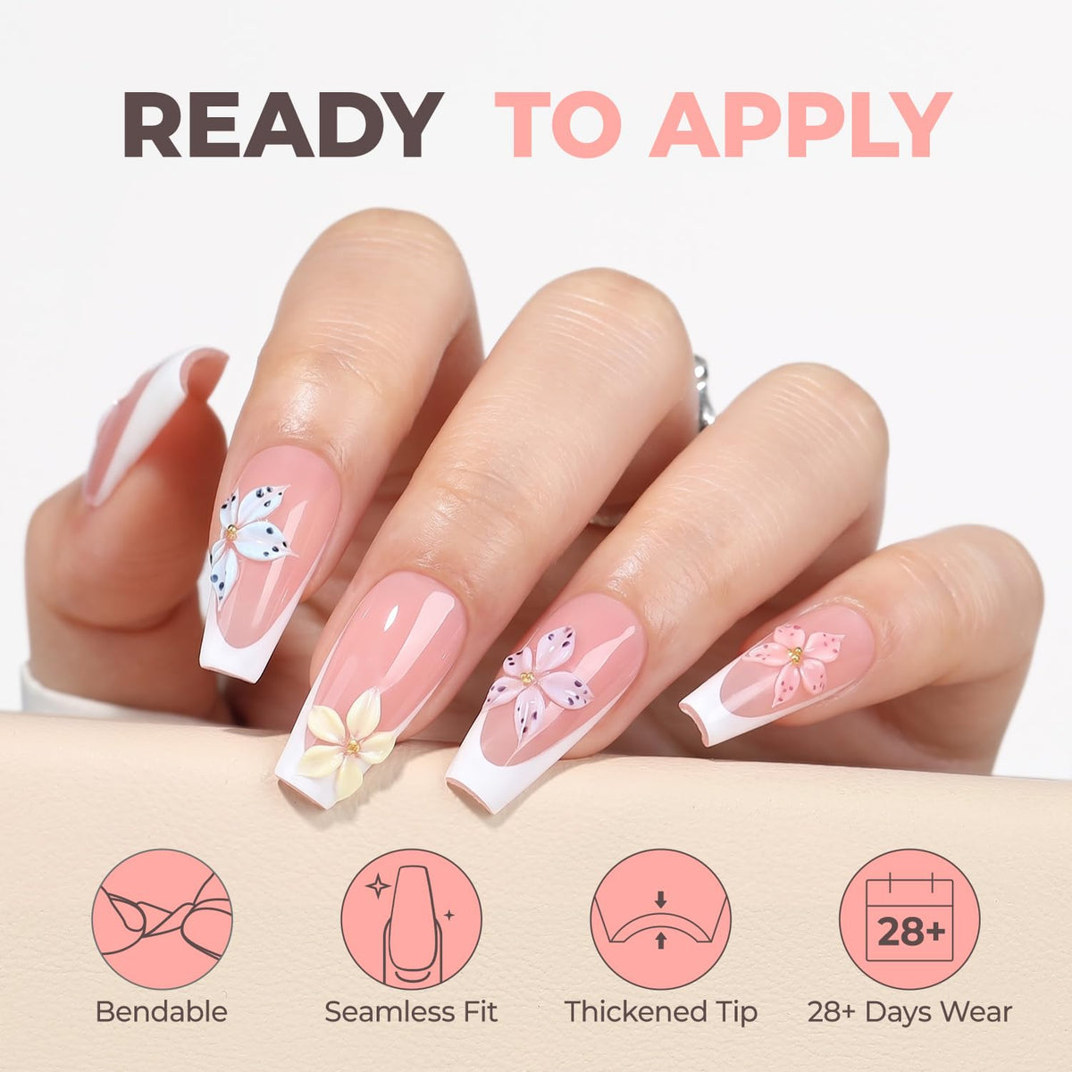 UNA GELLA Coffin Nail Tips pre-buffed medium coffin design