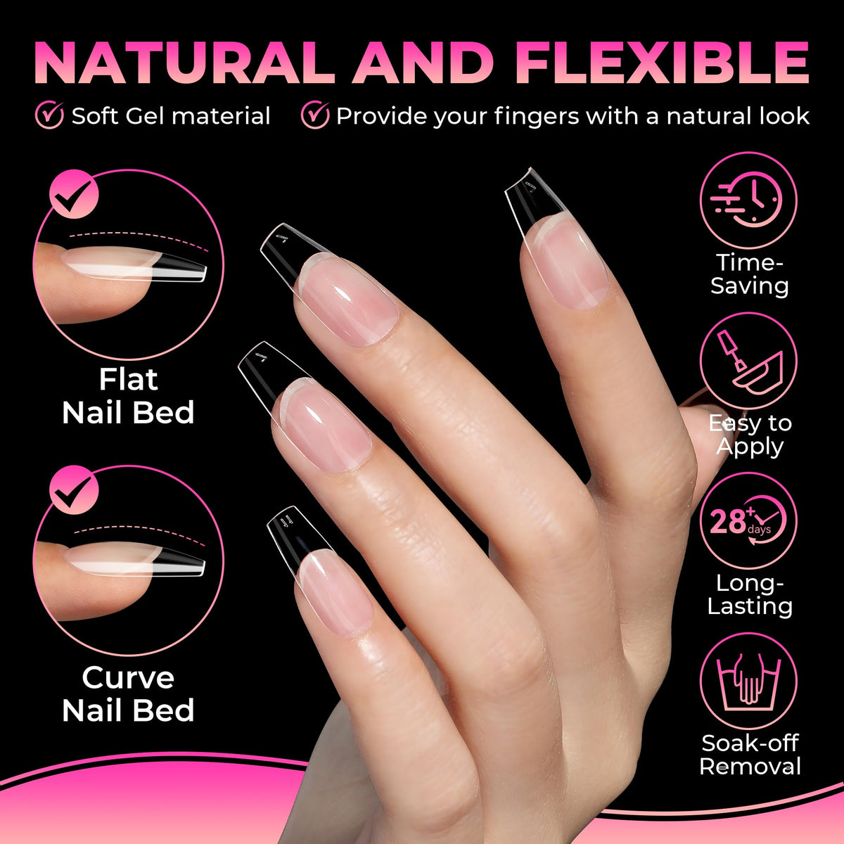 UNA GELLA Coffin Nail Tips pre-etched surface close-up
