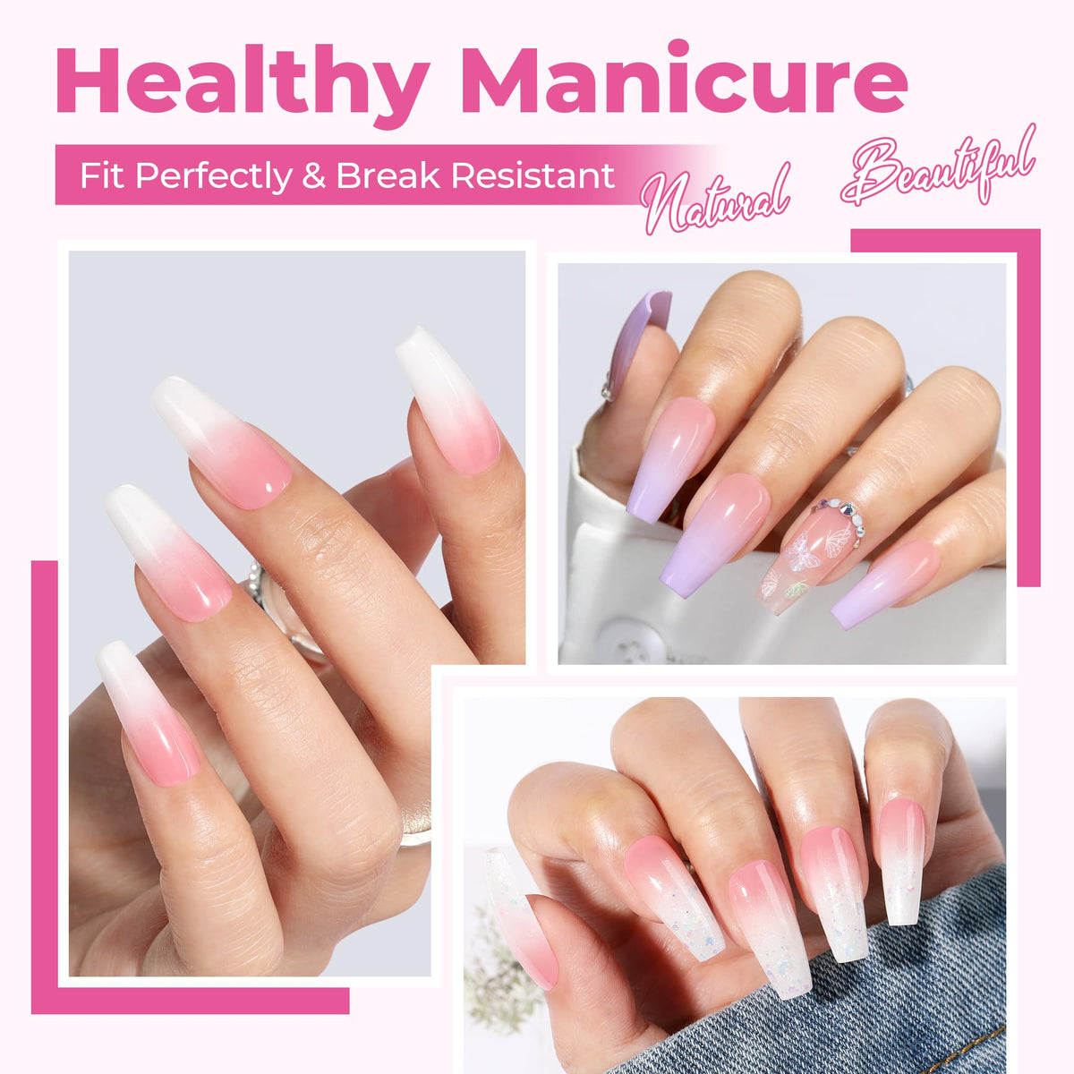 UNA GELLA coffin nail tips showing deep matte texture