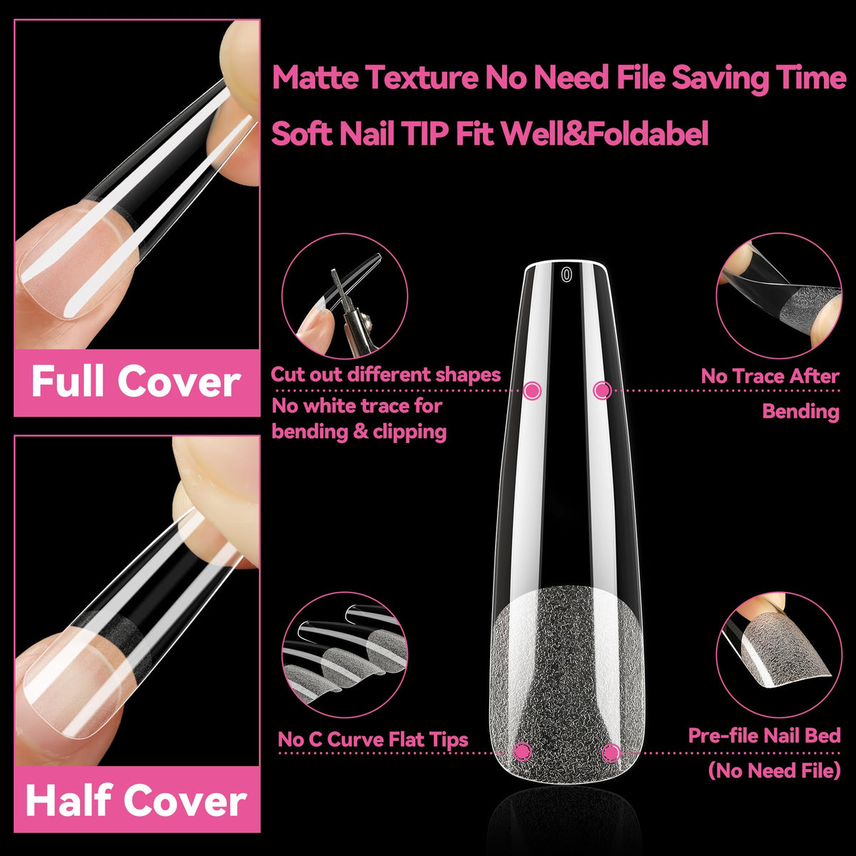 UNA GELLA coffin nail tips side view