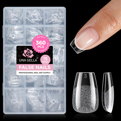 UNA GELLA Coffin Nails Tips 360Pcs front view with assorted sizes