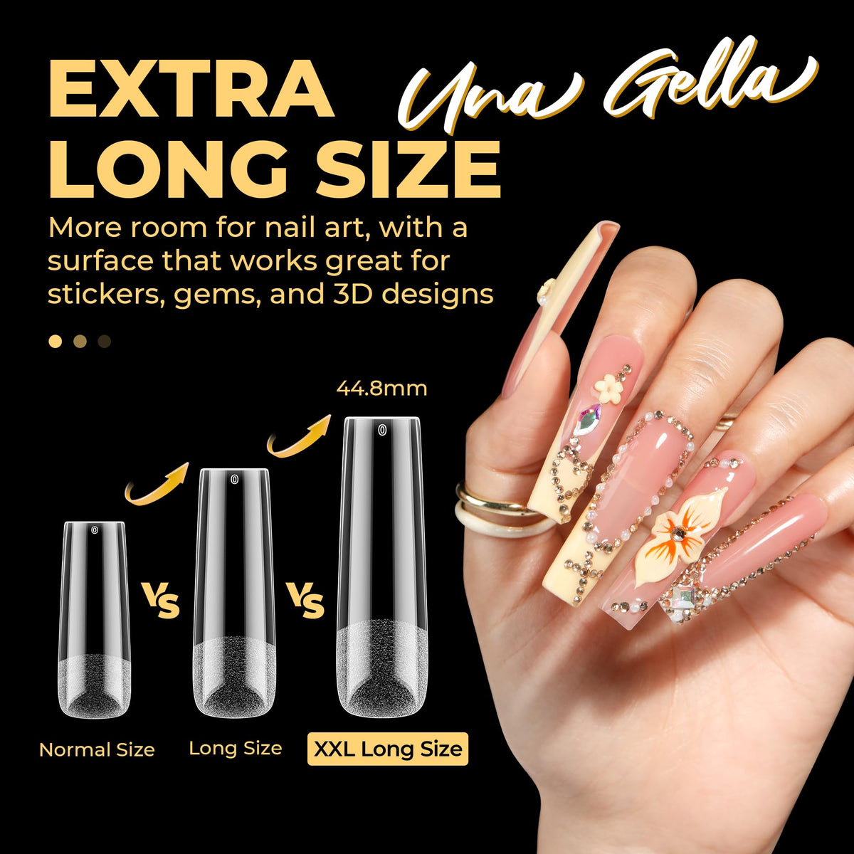 UNA GELLA Extra Long Square Nail Tips in packaging