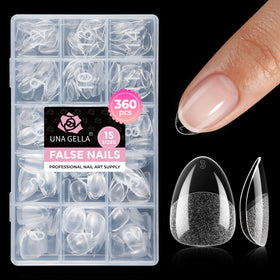 UNA GELLA Extra Short Almond Gel Nail Tips 360pcs packaging