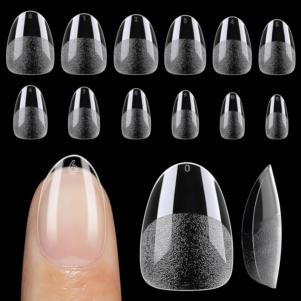 UNA GELLA Extra Short Almond Nail Tips 120Pcs front view