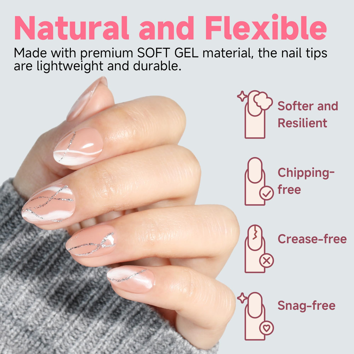 UNA GELLA Extra Short Almond Nail Tips in various sizes