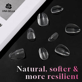 UNA GELLA Extra Short Almond Nail Tips showing natural fit