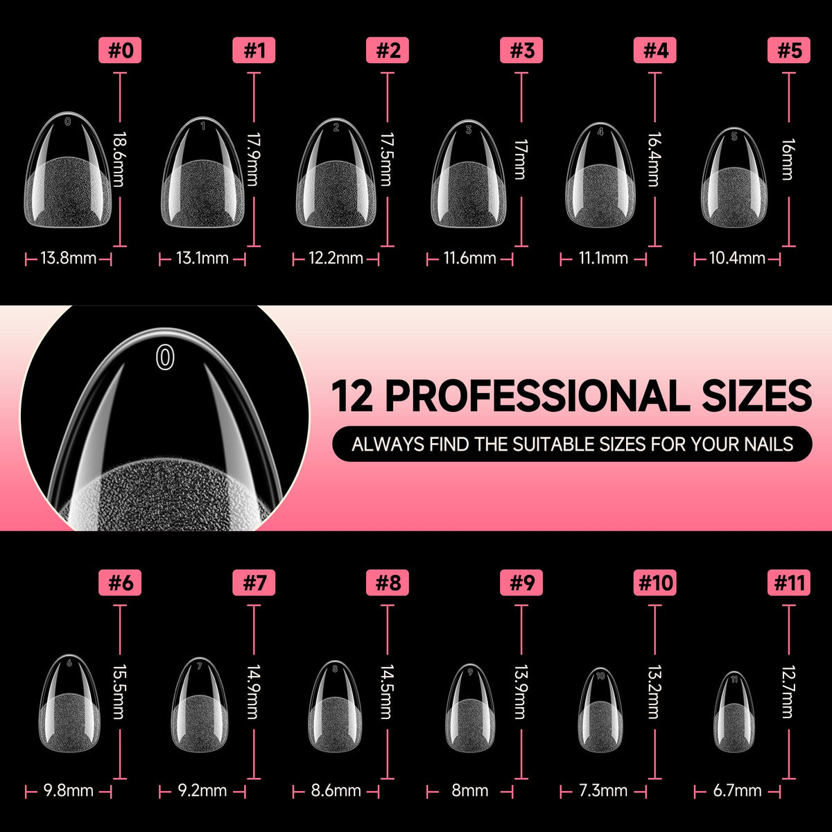 UNA GELLA Extra Short Almond Nail Tips with nail polish and tools