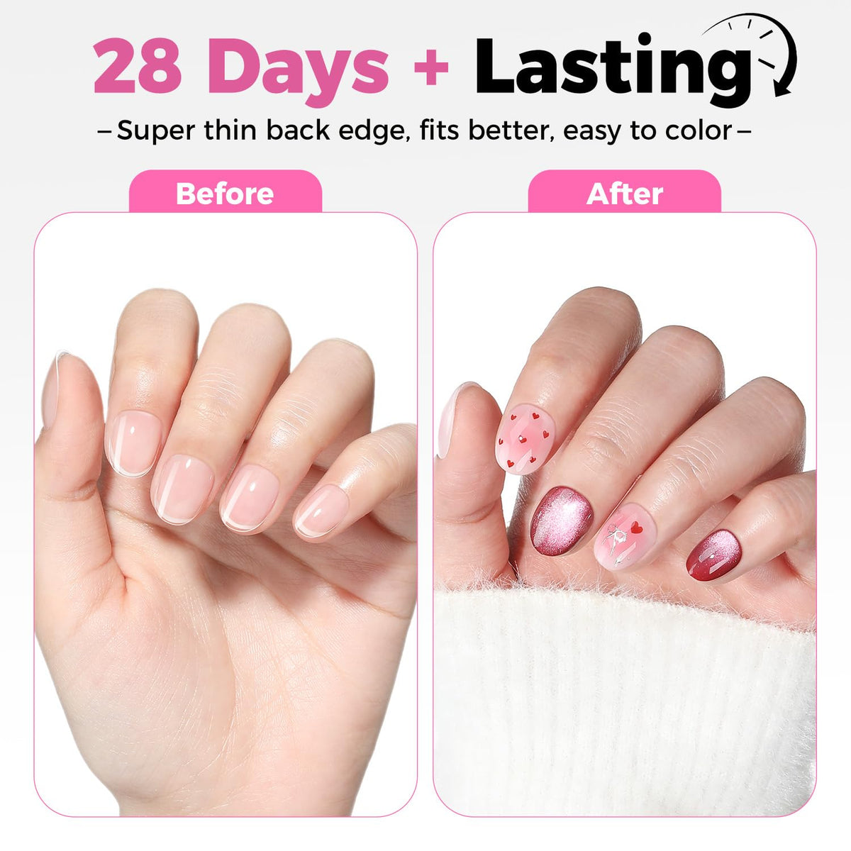 UNA GELLA Extra Short Oval Nail Tips displayed with nail polish