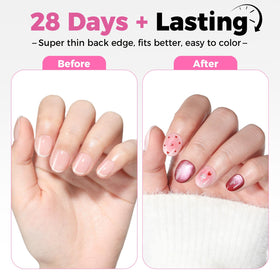 UNA GELLA Extra Short Oval Nail Tips displayed with nail polish