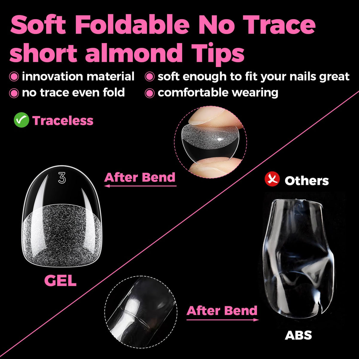 UNA GELLA Extra Short Oval Nail Tips side view