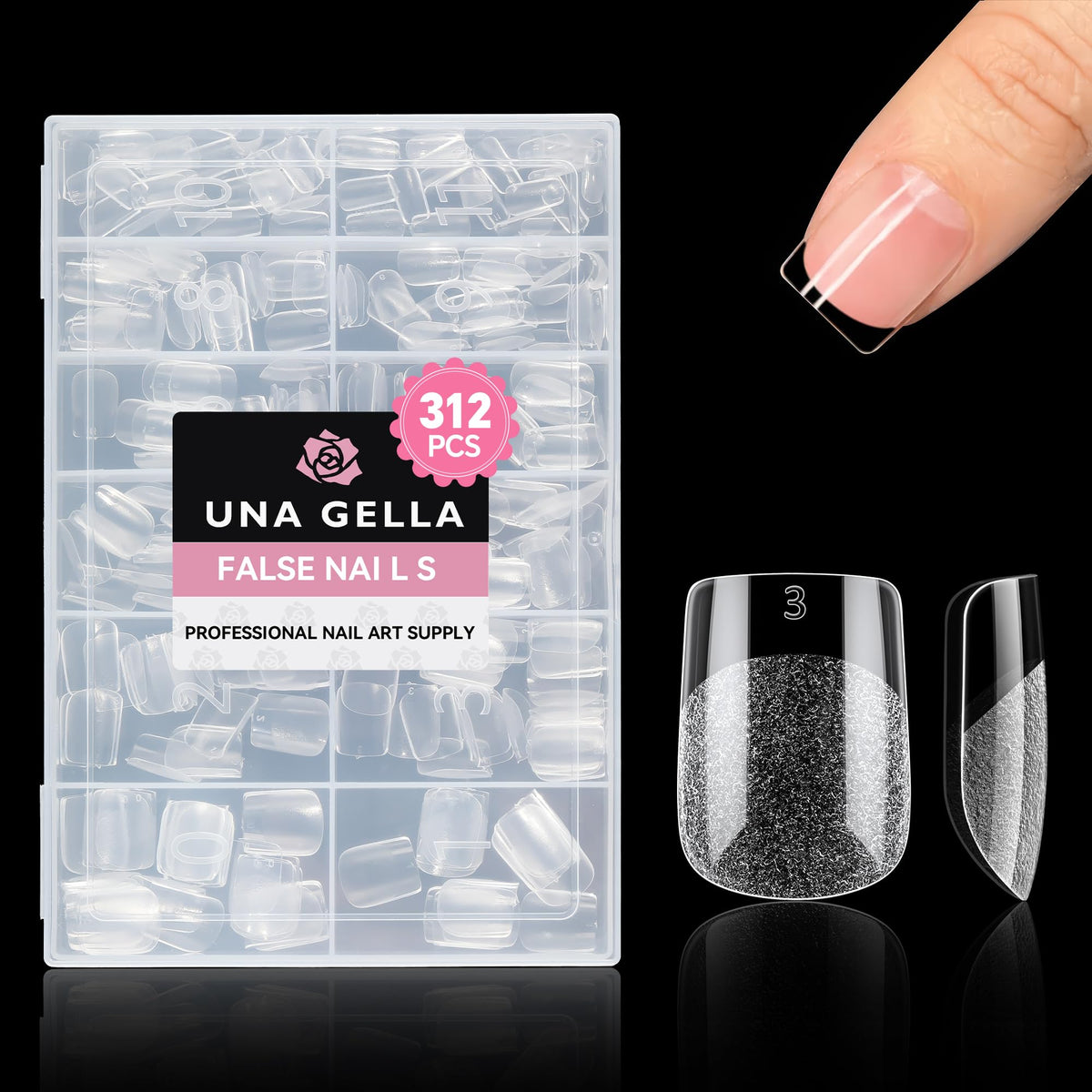 UNA GELLA Extra Short Square Nail Tips 312pcs front view